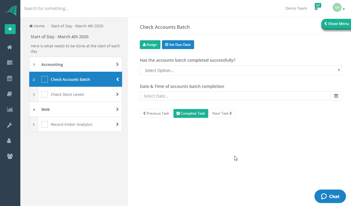 Complete Tasks In Checklist