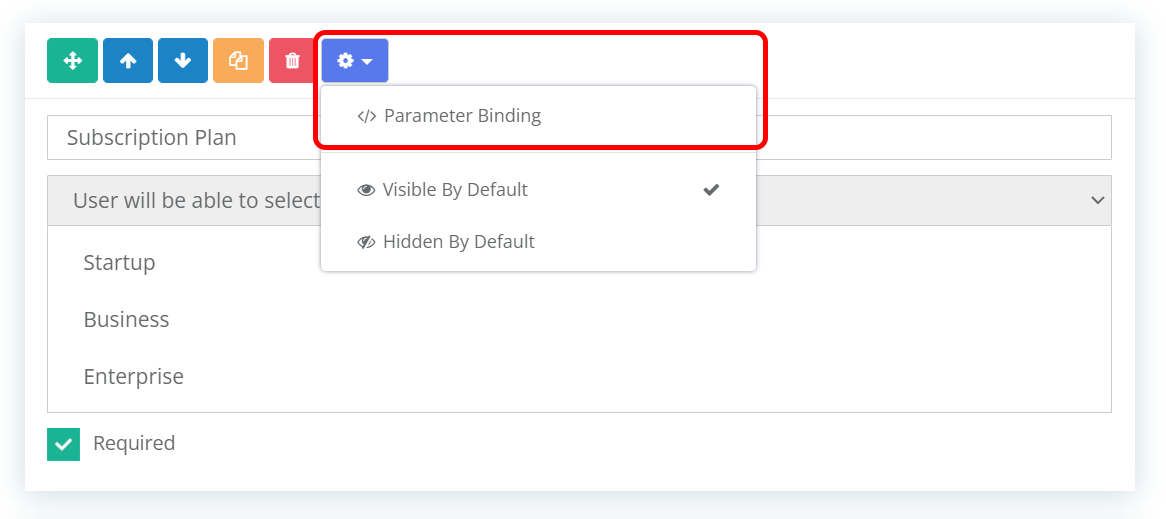 Control Parameter Binding Button